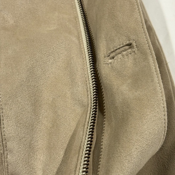 Cutter & Buck Men’s light tan faux suede Jacket Coat zip and button size large - Picture 10 of 13